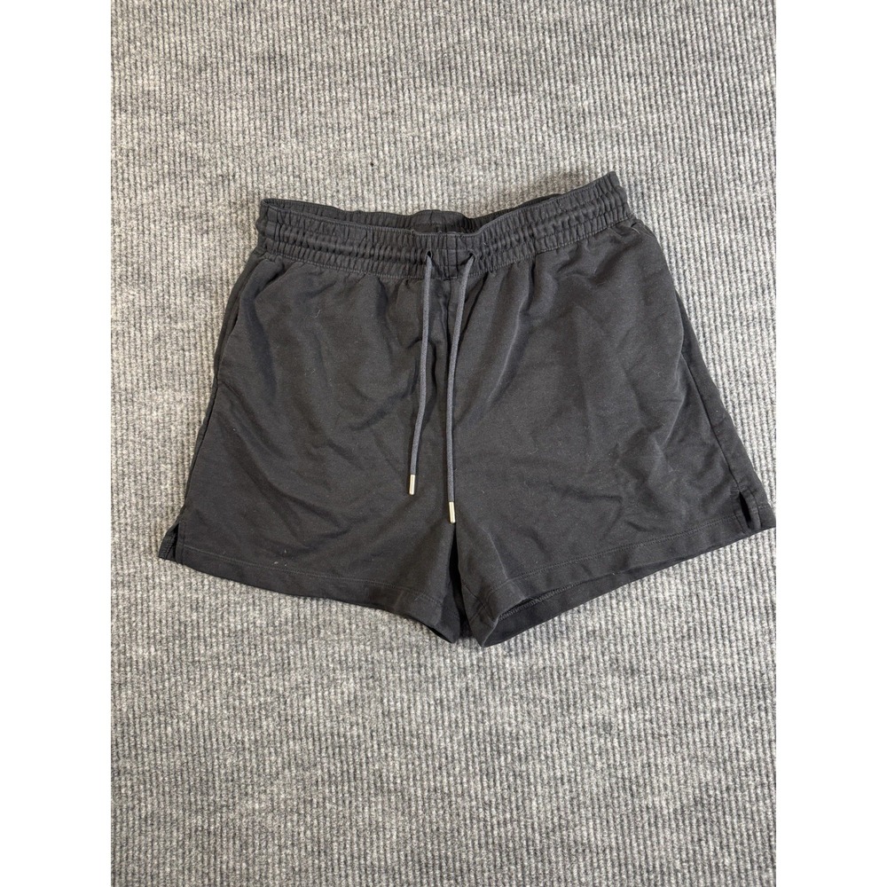 H&M Black Athletic Shorts L Women Cotton Drawstring Elastic Waist Pockets